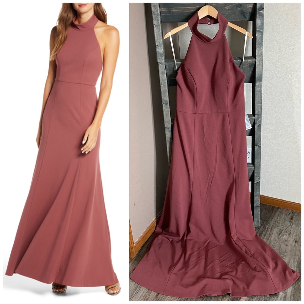 NEW Jenny Yoo Petra Evening Bridesmaids Halter Maxi Dress in Cinnamon Rose